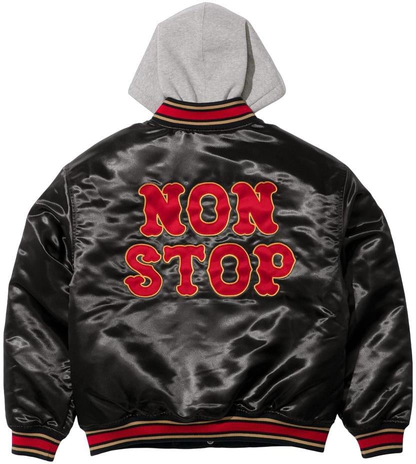 SUPREME®/HOMERUN SATIN HOODED VARSITY JACKET