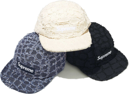 SUPREME FRAYED CROC DENIM CAMP CAP