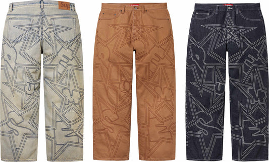 SUPREME STARS TOPSTITCH BAGGY JEAN