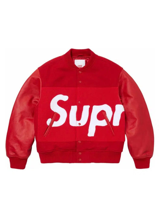 Supreme Big Logo Chenille Varsity Jacket Red