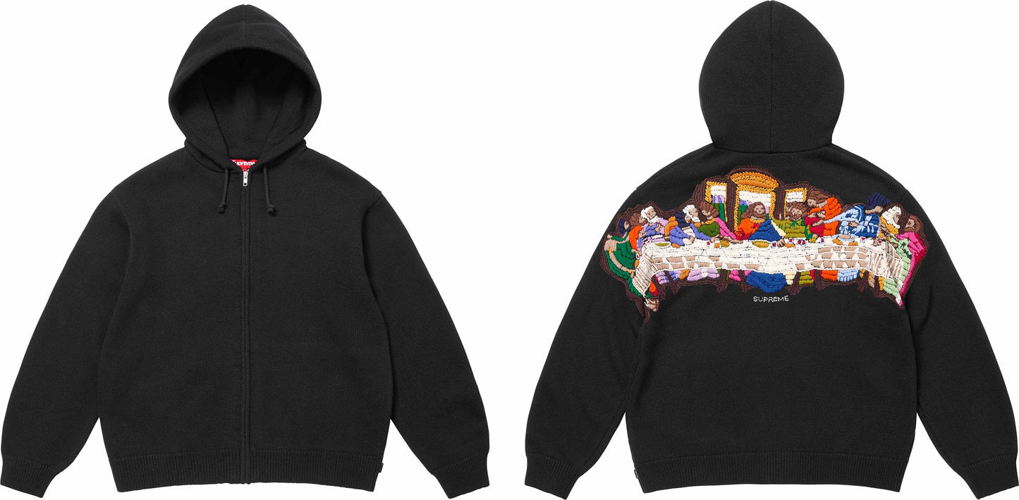 LAST SUPPER EMBROIDERED ZIP UP HOODED SWEATER