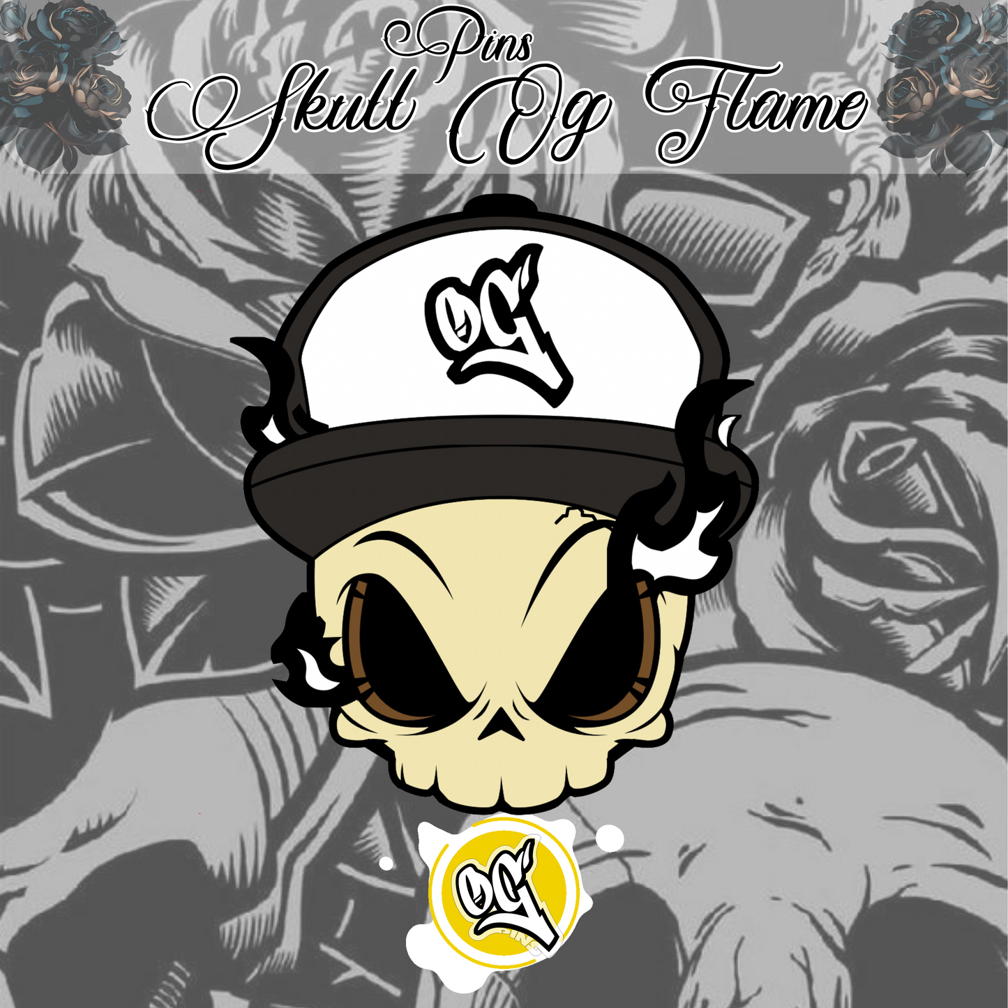 Pins Skull OG Black Flame