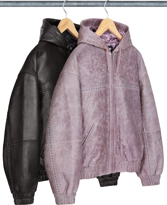 SUPREME STUDDED HOODED LEATHER JACKET