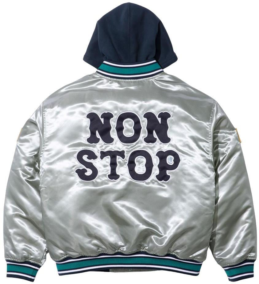 SUPREME®/HOMERUN SATIN HOODED VARSITY JACKET
