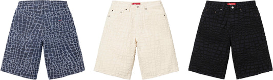 SUPREME FRAYED CROC BAGGY DENIM SHORT