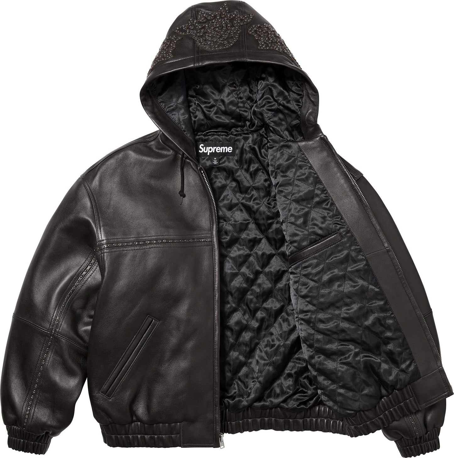 SUPREME STUDDED HOODED LEATHER JACKET