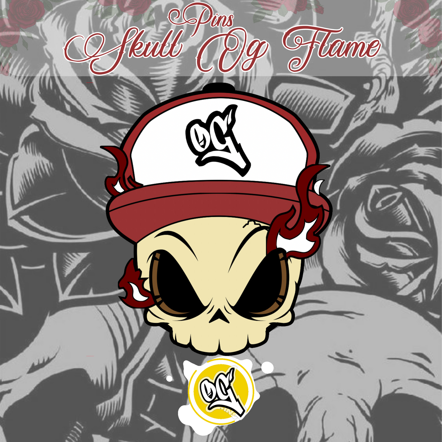 Pins Skull OG Red Flame