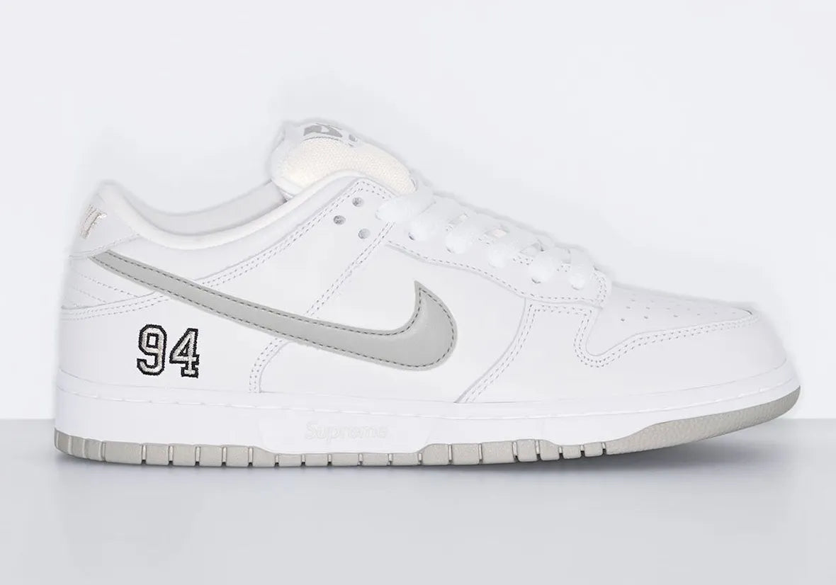 Supreme x Nike SB Dunk Low 94 Silver White