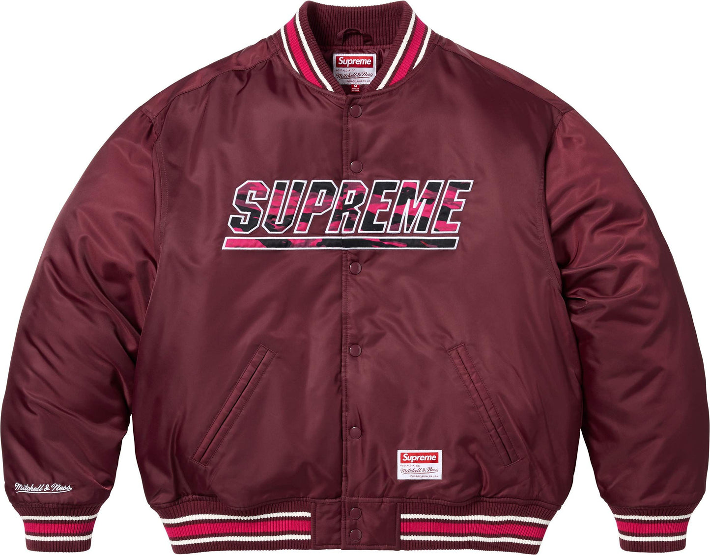 SUPREME®/MITCHELL & NESS® CAMO LOGO VARSITY JACKET