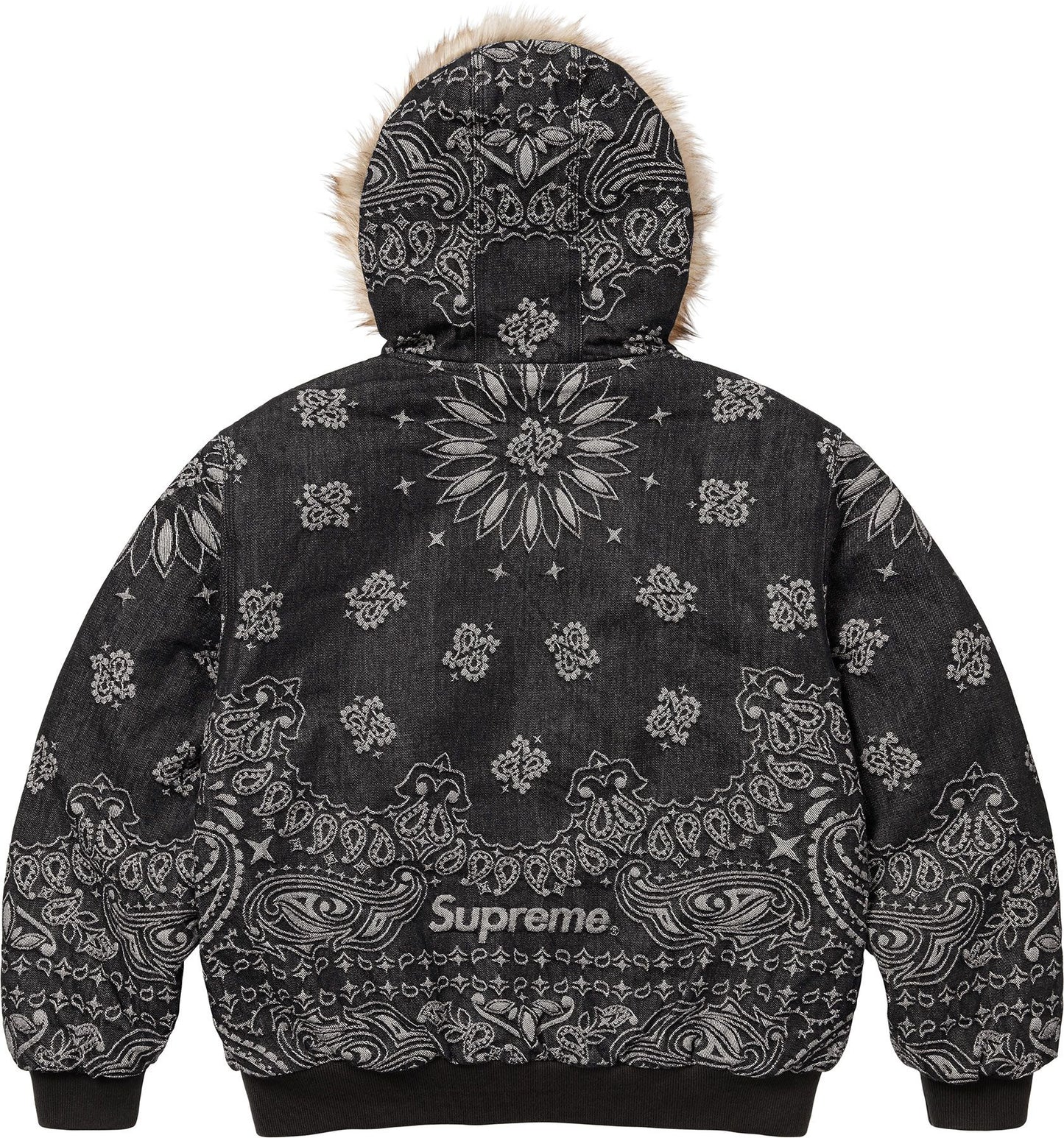 BANDANA JACQUARD DENIM HOODED WORK JACKET