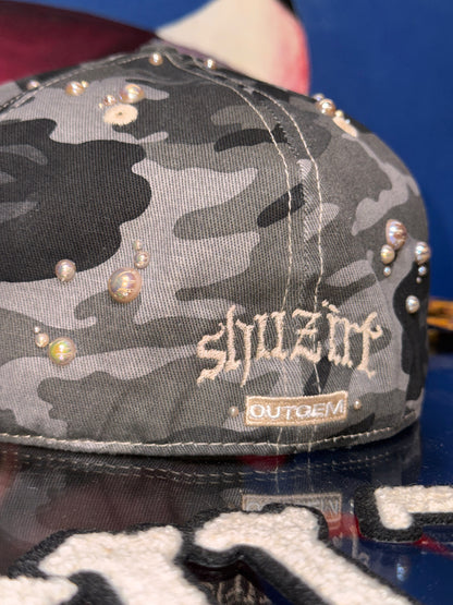 OG HAT x SHUZIRT BLACK CAMO GREY CUSTOM BEADS
