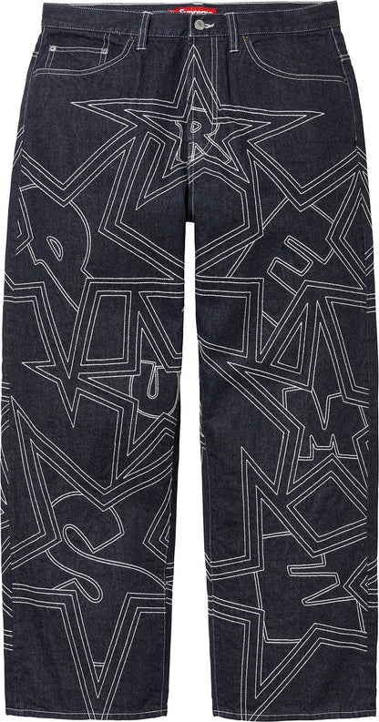 SUPREME STARS TOPSTITCH BAGGY JEAN
