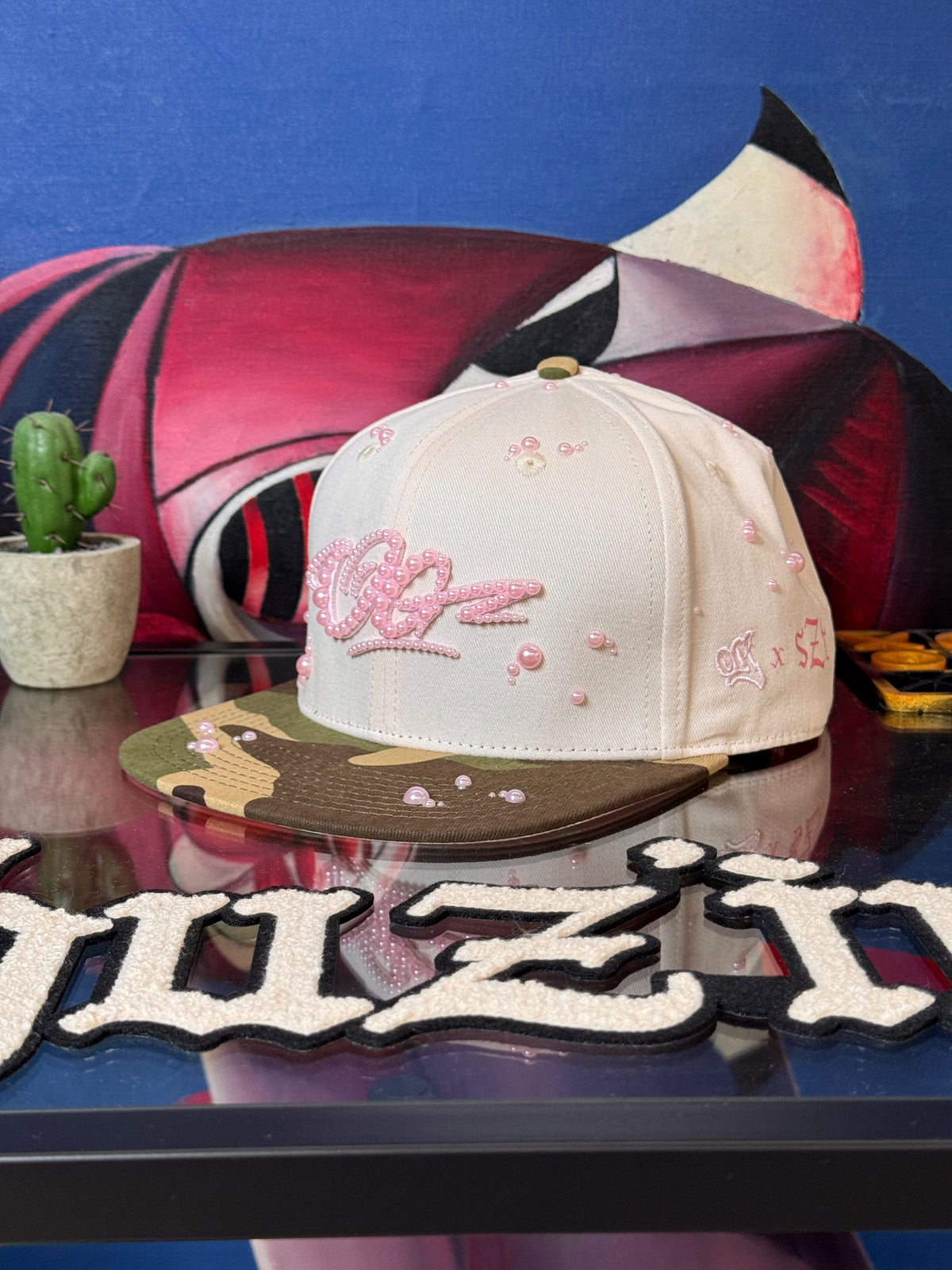 OG HAT x SHUZIRT SAIL CAMO PINK CUSTOM BEADS