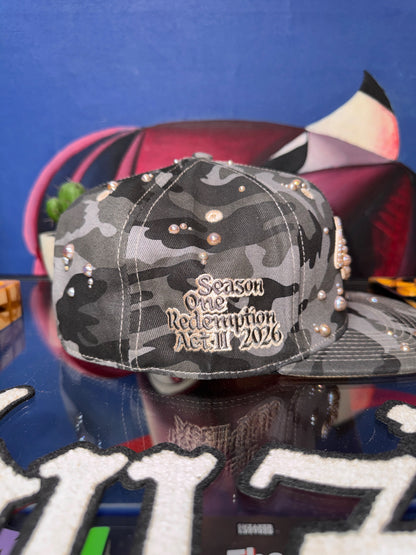 OG HAT x SHUZIRT BLACK CAMO GREY CUSTOM BEADS