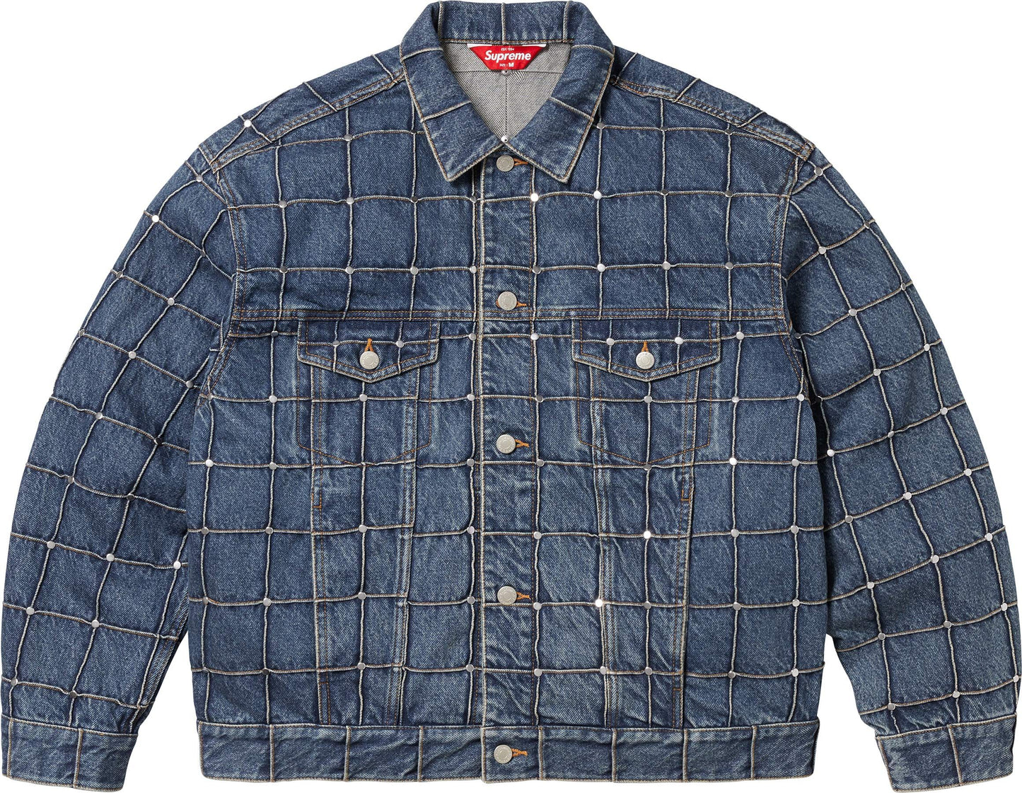 STUDDED SEAM DENIM TRUCKER JACKET