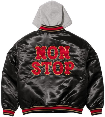 SUPREME®/HOMERUN SATIN HOODED VARSITY JACKET