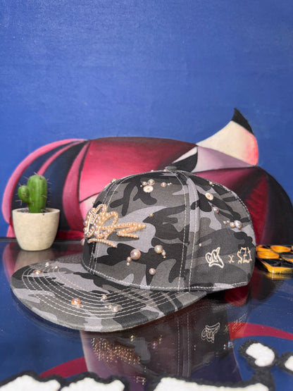 OG HAT x SHUZIRT BLACK CAMO GREY CUSTOM BEADS