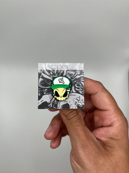 Pins Skull OG Green Flame