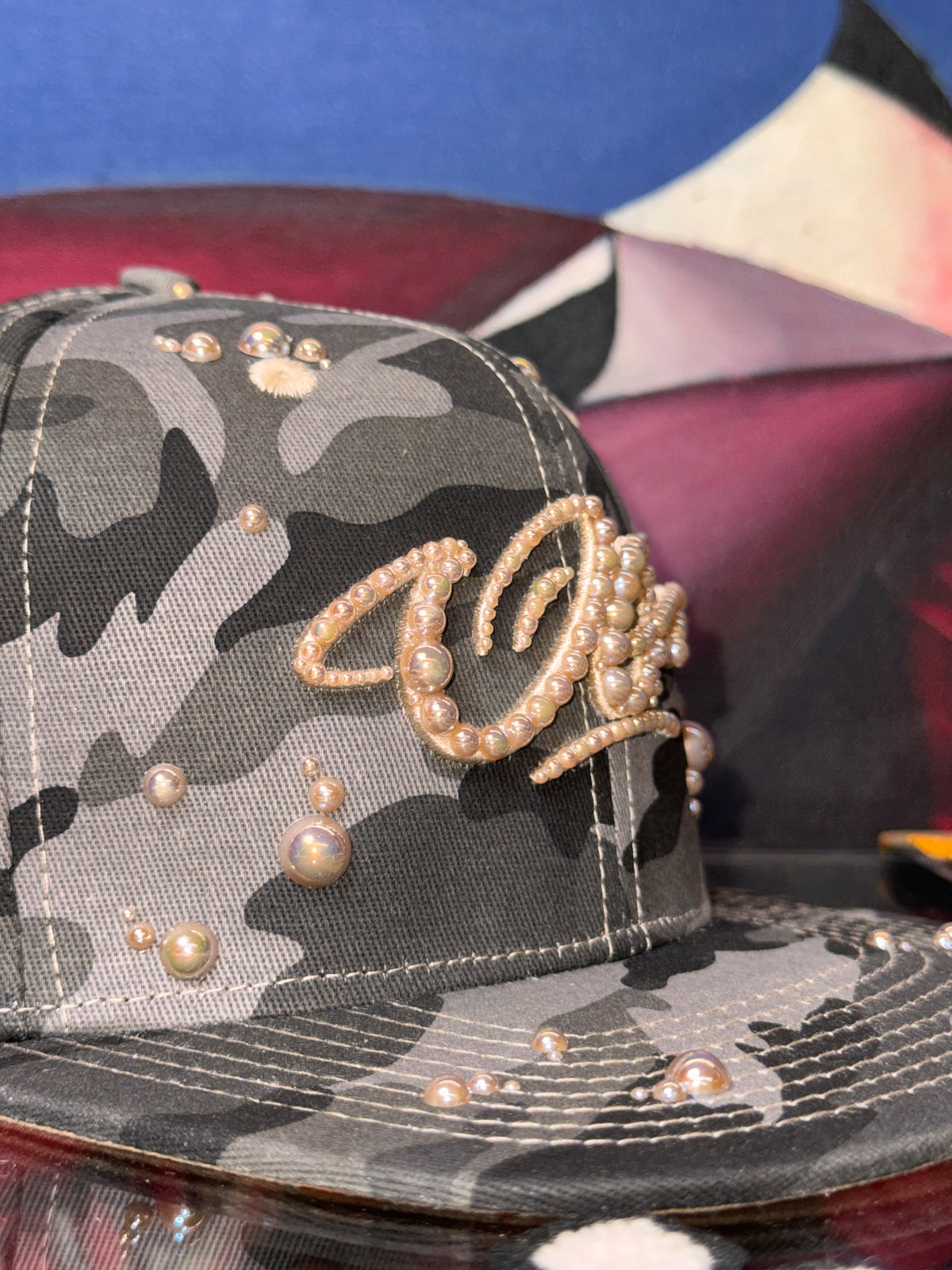 OG HAT x SHUZIRT BLACK CAMO GREY CUSTOM BEADS
