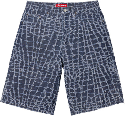 SUPREME FRAYED CROC BAGGY DENIM SHORT