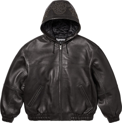 SUPREME STUDDED HOODED LEATHER JACKET