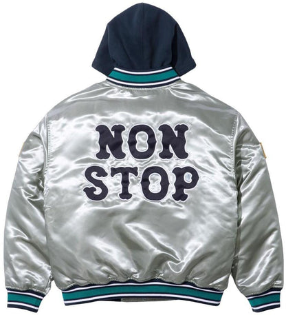 SUPREME®/HOMERUN SATIN HOODED VARSITY JACKET