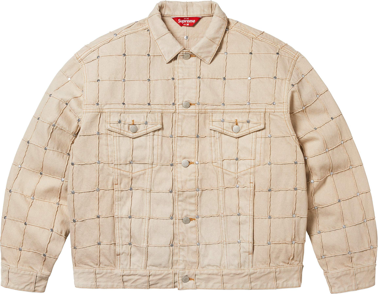 STUDDED SEAM DENIM TRUCKER JACKET