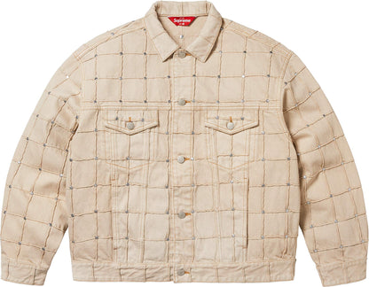 STUDDED SEAM DENIM TRUCKER JACKET