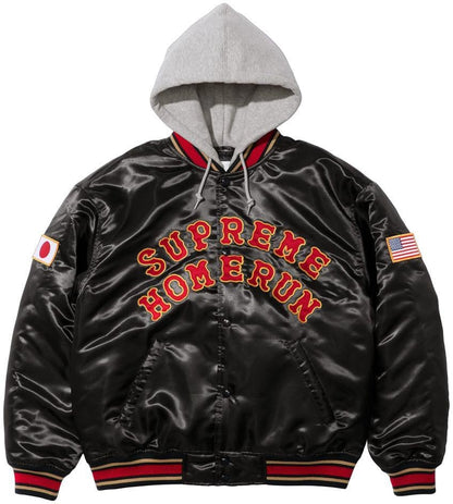 SUPREME®/HOMERUN SATIN HOODED VARSITY JACKET
