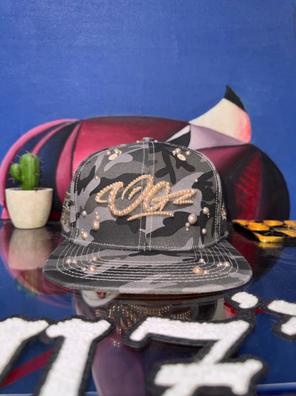 OG HAT x SHUZIRT BLACK CAMO GREY CUSTOM BEADS