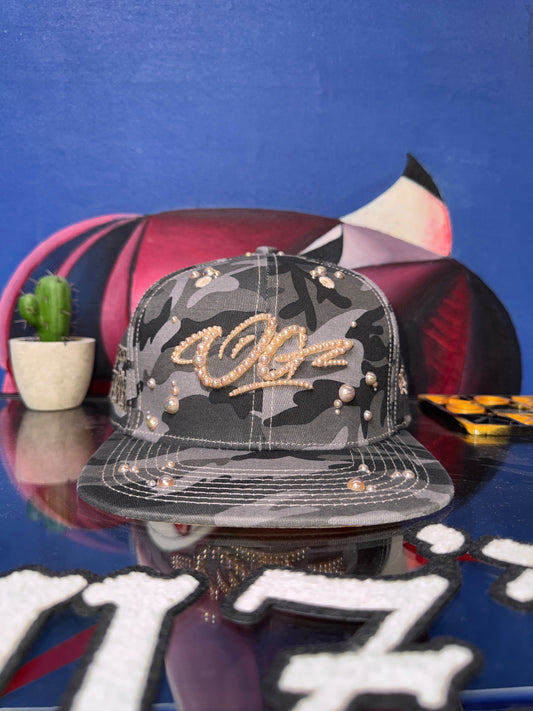 OG HAT x SHUZIRT BLACK CAMO GREY CUSTOM BEADS