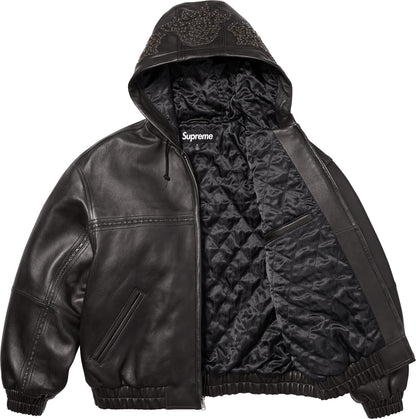 SUPREME STUDDED HOODED LEATHER JACKET