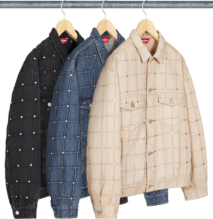STUDDED SEAM DENIM TRUCKER JACKET