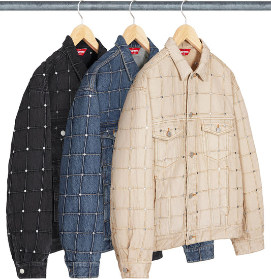 STUDDED SEAM DENIM TRUCKER JACKET