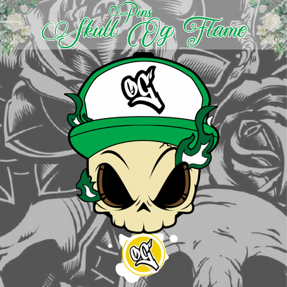 Pins Skull OG Green Flame