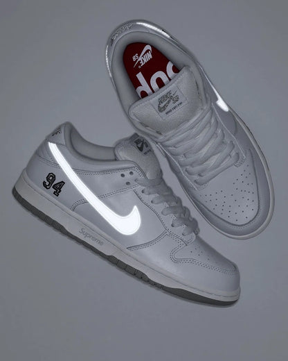 Supreme x Nike SB Dunk Low 94 Silver White