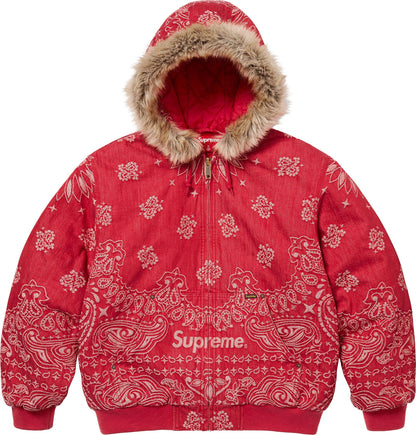 BANDANA JACQUARD DENIM HOODED WORK JACKET