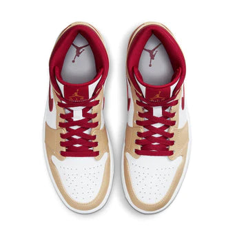 Jordan 1 Mid Light Curry Cardinal