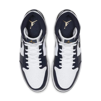 Jordan 1 Mid White Metallic Gold Obsidian