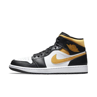 Jordan 1 Mid White Pollen Black.